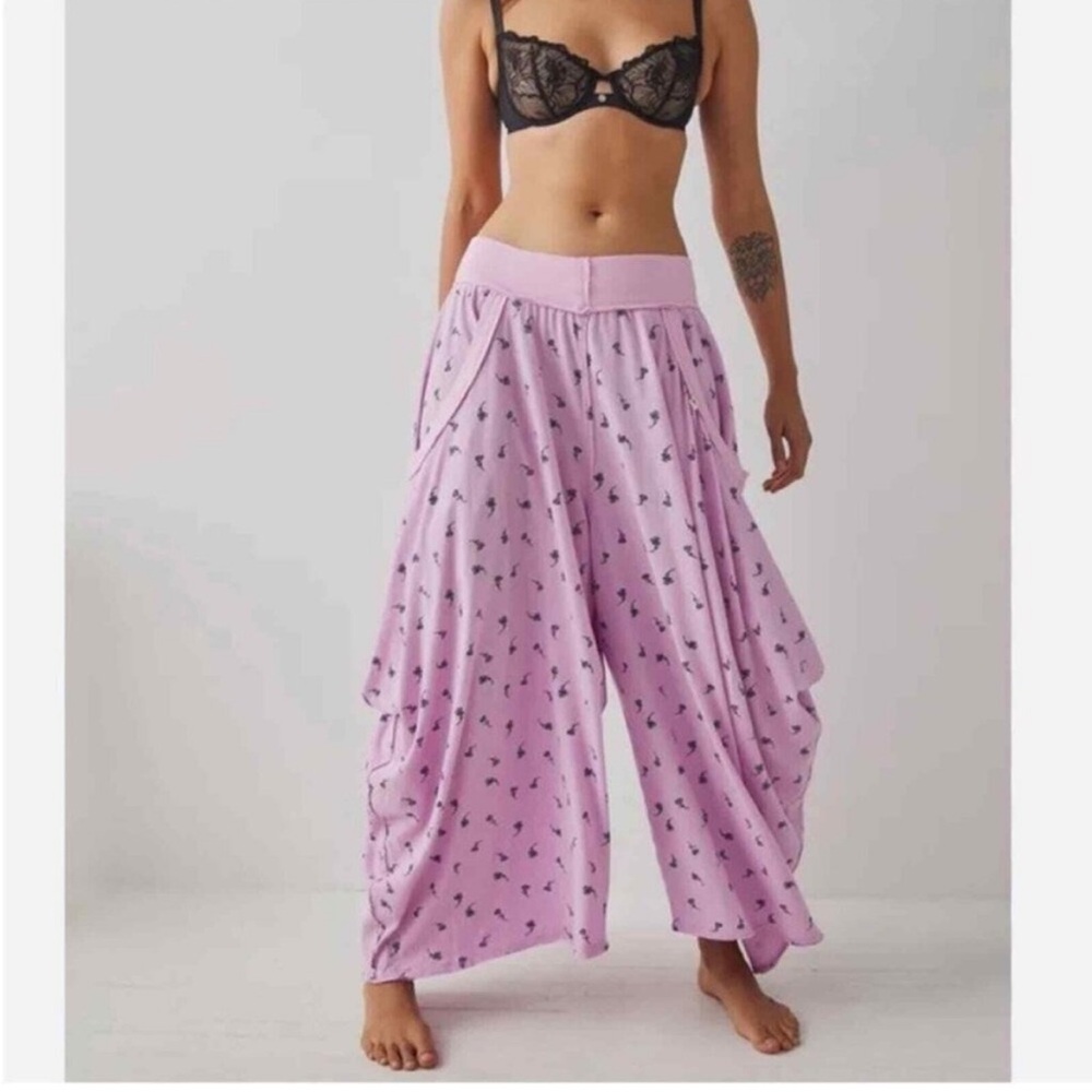 Free People Pink Floral Print Intimately Summer Slumbers Wide Leg Pants